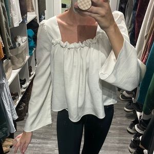 White square neck blouse